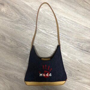 Vintage Mudd Denim Mini Bag Y2K 90s Micro Mini Jean Purse Embroidered Handbag